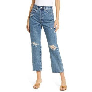 Pistola Womens Cassie Destroyed Ultra High Rise Straight Leg Jeans
